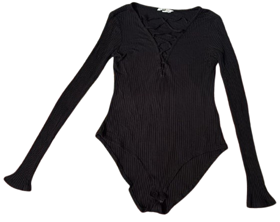 H&M Ribbed Long-Sleeve Lace-Up Bodysuit – Sleek, Stylish & Perfectly Fitted